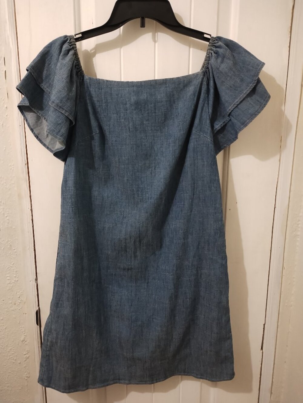 Alice + Olivia Tula Chambray Off Shoulder Mini Dress S Casual Travel Vacation